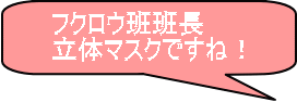 フクロウ班班長 立体マスクですね！ 